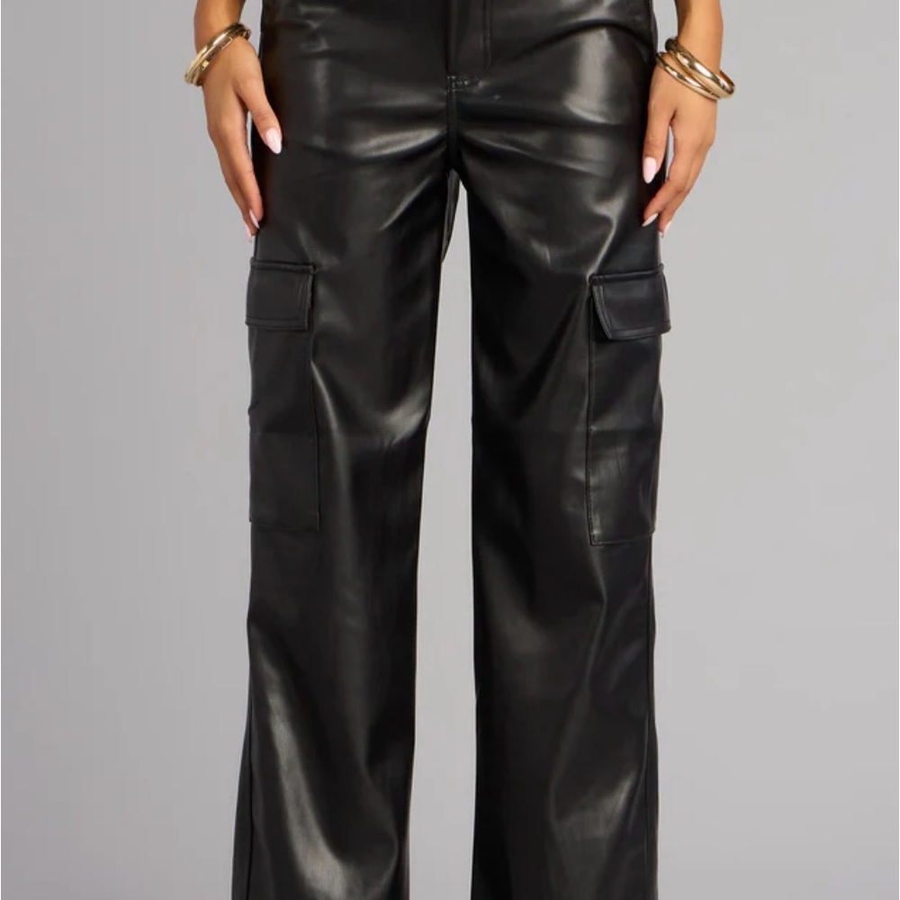 Windsor Stretchy High Waisted Wide Leg Black Cargo Pants